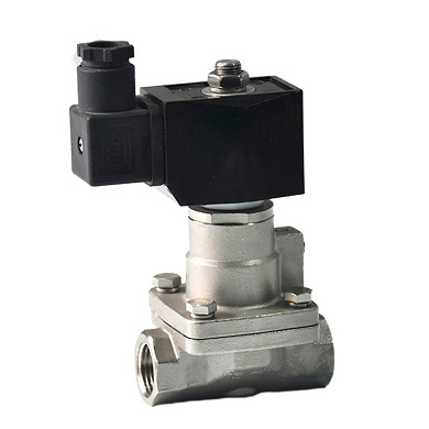 Électrovanne électrique à deux voies à action indirecte normalement fermée Elephant DHP11-S-НЗ PTFE G YS 110/220V, matériau du corps - acier inoxydable AISI 304, joint - PTFE