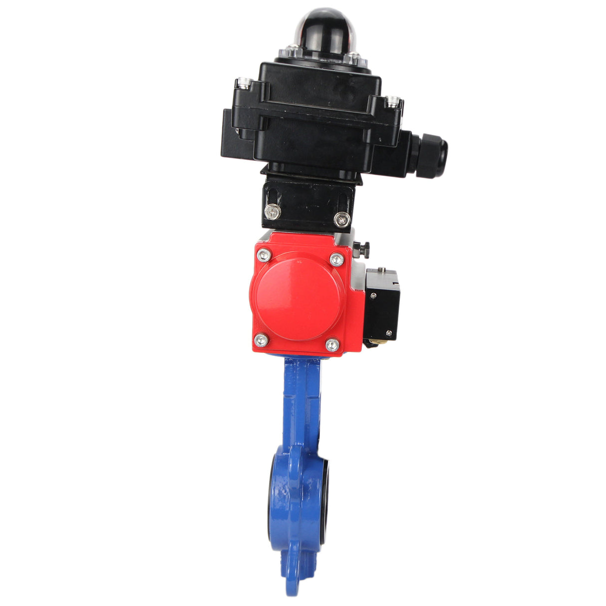 Vanne papillon d'eau Elephant GGG50-GGG40-EPDM matériau du corps - fonte GGG50, matériau du disque - fonte GGG40, joint - EPDM avec actionneur pneumatique Elephant DA, distributeur pneumatique 4M310-08 24V et bloc de fin de course APL-410N EX