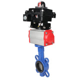 Vanne papillon d'eau Elephant GGG50-GGG40-EPDM matériau du corps - fonte GGG50, matériau du disque - fonte GGG40, joint - EPDM avec actionneur pneumatique Elephant DA, distributeur pneumatique 4M310-08 24V et bloc de fin de course APL-410N EX