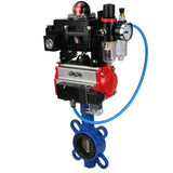 Water butterfly valve Elephant GGG50-GGG40-EPDM body material - cast iron GGG50, disk material - cast iron GGG40, seal - EPDM with pneumatic actuator Elephant DA, pneumatic distributor 4M310-08 24V, limit switch block APL-410N EX and air filter AFC2000