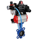 Water butterfly valve Elephant GGG50-GGG40-EPDM body material - cast iron GGG50, disk material - cast iron GGG40, seal - EPDM with pneumatic actuator Elephant DA, pneumatic distributor 4M310-08 24V, limit switch block APL-410N EX and air filter AFC2000
