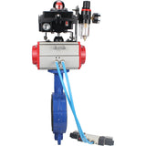 Vanne papillon d'eau Elephant WBV1413E-2W-Fb-H, matériau du corps - fonte GGG50, matériau du disque - fonte GGG40, joint - EPDM, avec actionneur pneumatique avec ressorts de rappel PA-SA, 4V320-08 220V, BKV APL-410N EXBPV AFC2000