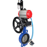 Vanne papillon d'eau Elephant WBV1413E-2W-Fb-H, matériau du corps - fonte GGG50, matériau du disque - fonte GGG40, joint - EPDM, avec actionneur pneumatique double effet PA-DA, 4V320-08 220V, volant MON, BPV AFC2000