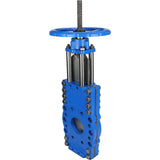 Vanne à guillotine avec lame traversante Elephant GVKRT3431N-2W-Fb-S, matériau du corps - acier au carbone A216, matériau du couteau - acier inoxydable AISI 304, joint - NBR, volant
