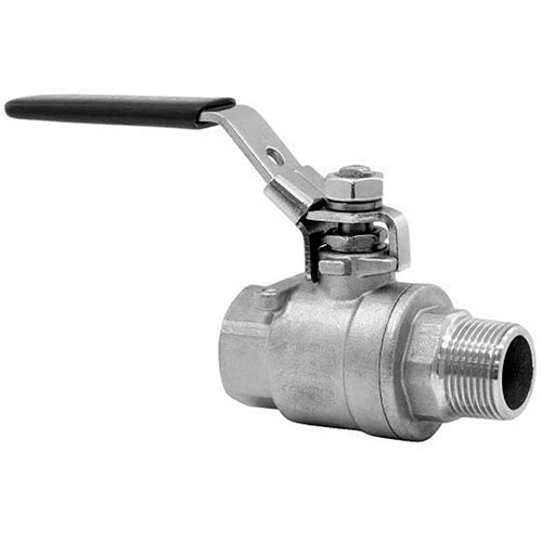 Ball valves Elephant BV3131P(2pc)-FP-T-H DN15-50 63/40 bar AISI 304 stainless steel, full bore, male/male thread, PTFE seal, lever handle