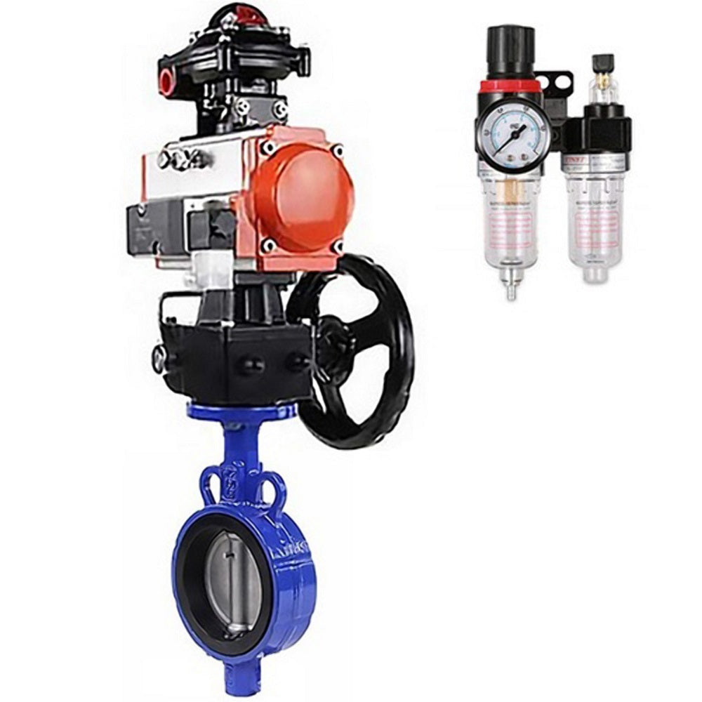 Vanne papillon d'eau Elephant al-316l-epdm-elephant-da-4m310-24-apl210n-hdm-afc2000, matériau du corps - alliage d'aluminium, matériau du disque - acier inoxydable AISI 316L, joint - EPDM, actionné par actionneur pneumatique