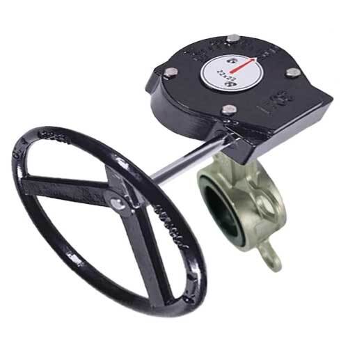 Vanne papillon d'eau Elephant 316L-316L-VITON-RDN, matériau du corps - acier inoxydable AISI 316L, matériau du disque - acier inoxydable AISI 316L, joint - VITON, à engrenage