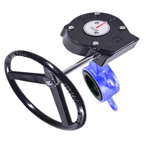 Vanne papillon d'eau Elephant WCB-316L-VITON-RDN, matériau du corps - acier au carbone WCB, matériau du disque - acier inoxydable AISI 316L, joint - VITON, à engrenage