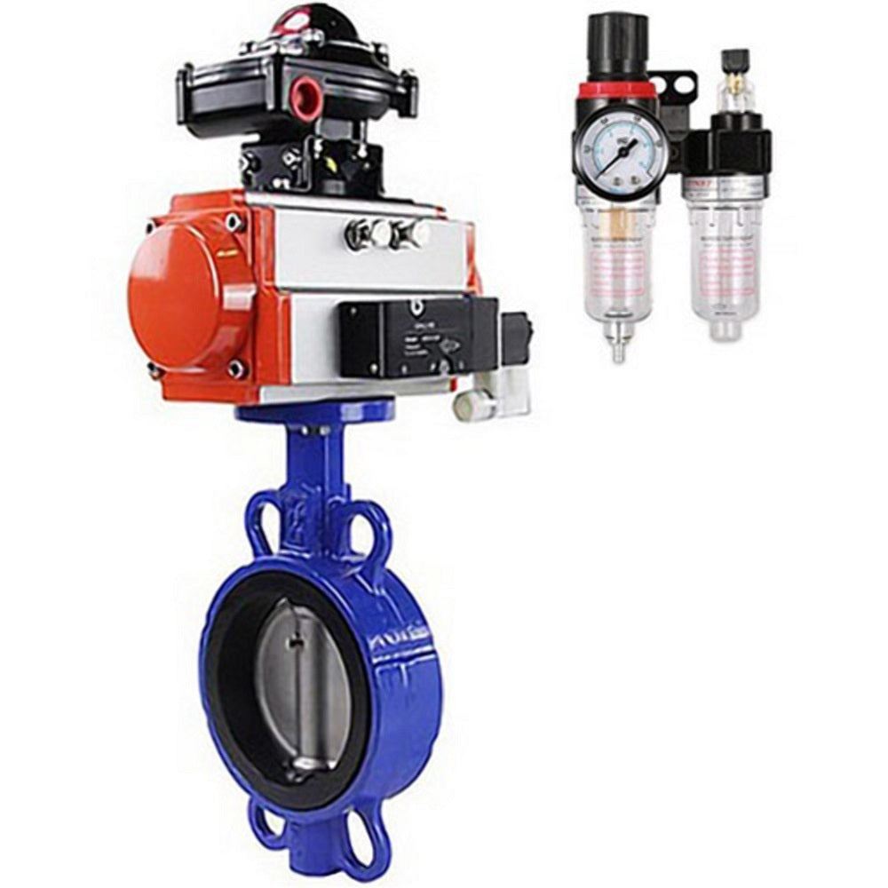 Vanne papillon d'eau Elephant gg25-316l-nbr-elephant-da-4m310-24-apl210n-afc2000, matériau du corps - fonte GG25, matériau du disque - acier inoxydable AISI 316L, joint - NBR, actionné par actionneur pneumatique