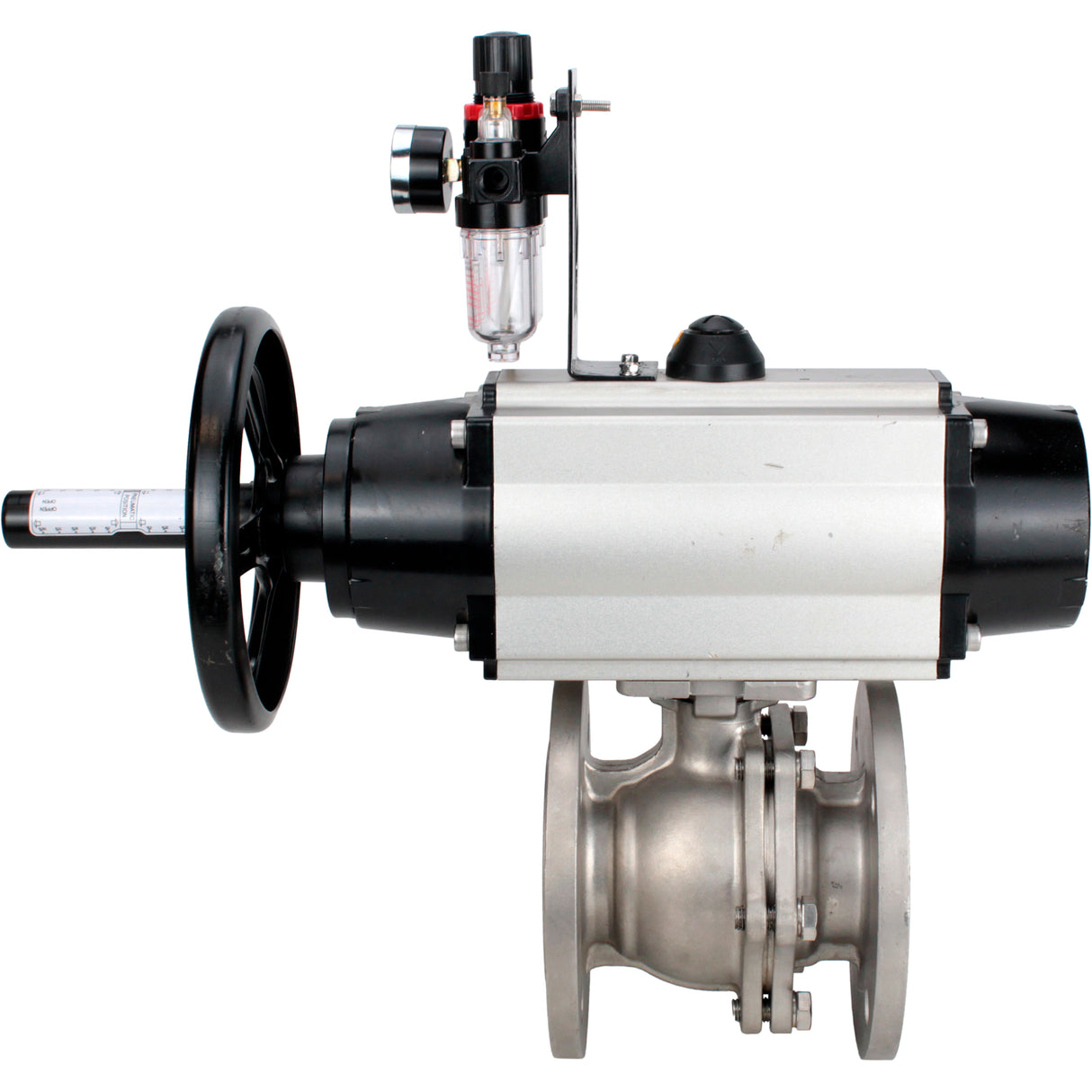 Ball valves Elephant BV3232P(2pc)-FP-F-ISO-H DN80-100 16 bar, full bore flanged, stainless steel SS316, seal - PTFE, with pneumatic actuator PA-DA-105-1 double acting, with pneumatic distributor 4M310-08 220V , with ATU AFC2000