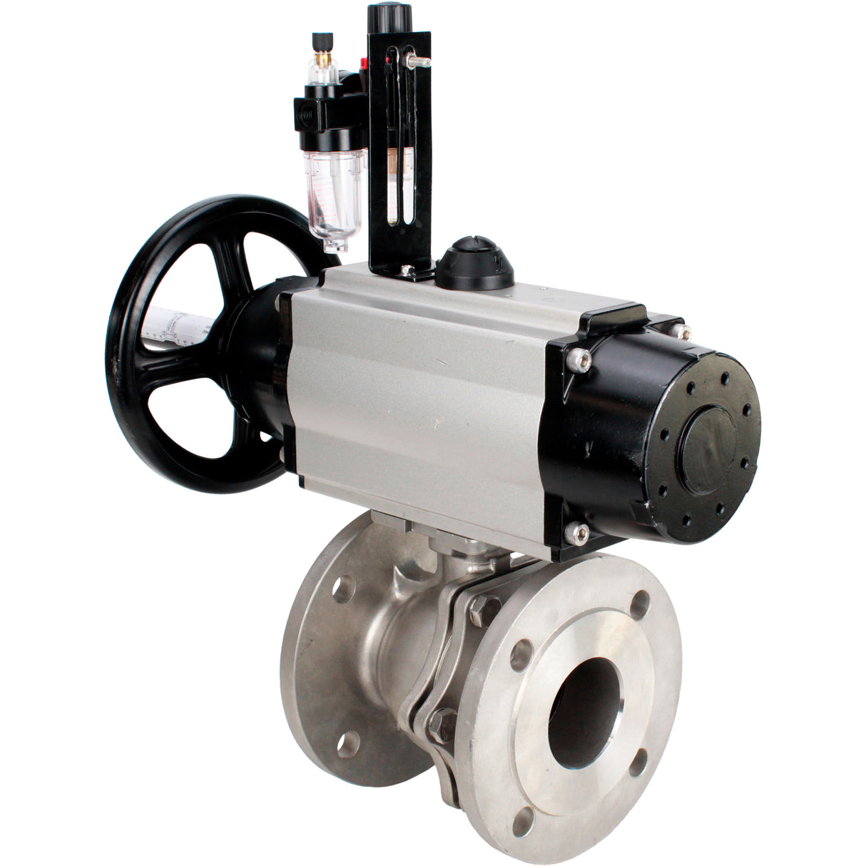 Ball valves Elephant BV3232P(2pc)-FP-F-ISO-H DN80-100 16 bar, full bore flanged, stainless steel SS316, seal - PTFE, with pneumatic actuator PA-DA-105-1 double acting, with pneumatic distributor 4M310-08 220V , with ATU AFC2000