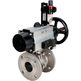 Ball valves Elephant BV3232P(2pc)-FP-F-ISO-H DN80-100 16 bar, full bore flanged, stainless steel SS316, seal - PTFE, with pneumatic actuator PA-DA-105-1 double acting, with pneumatic distributor 4M310-08 220V , with ATU AFC2000