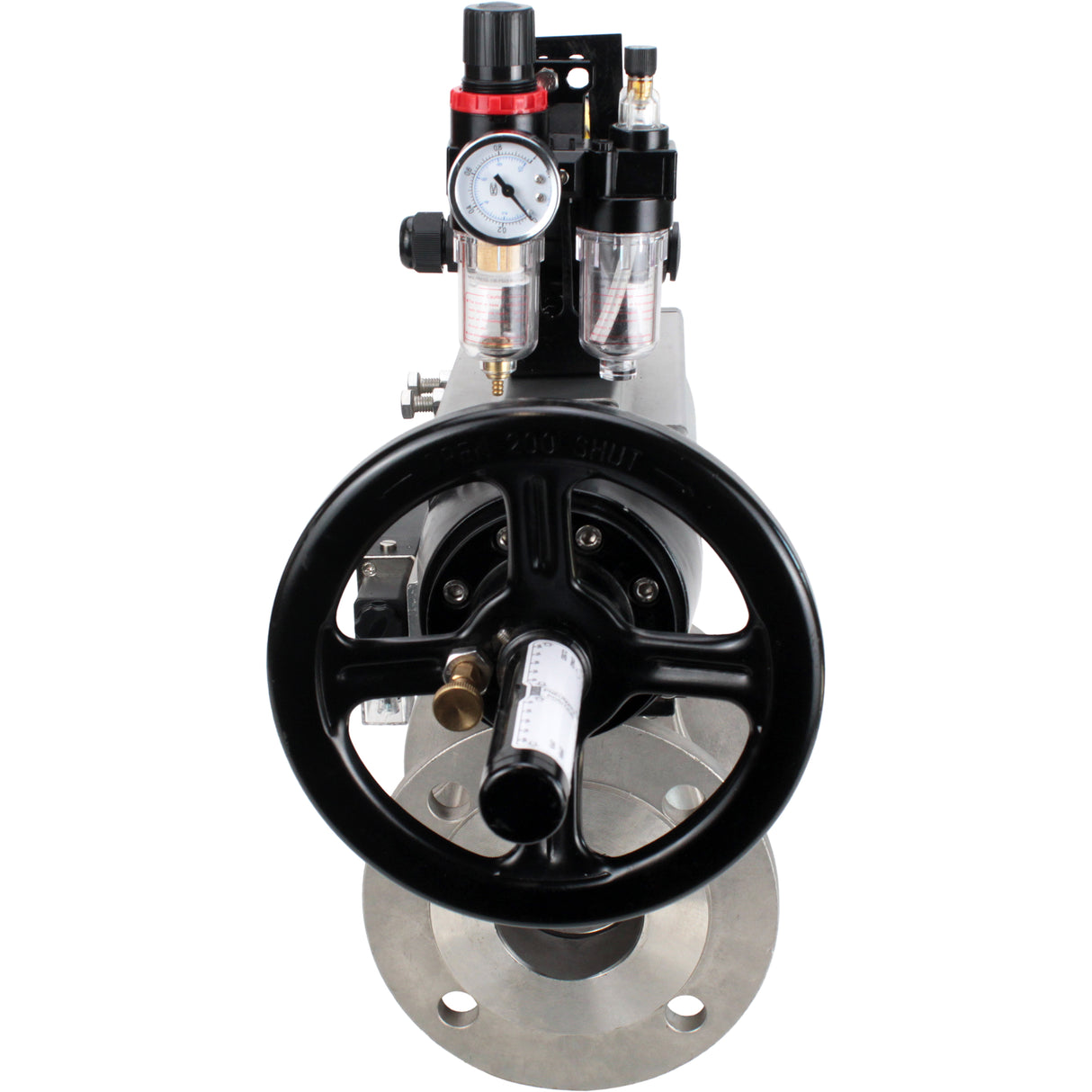 Ball valves Elephant BV3232P(2pc)-FP-F-ISO-H DN80-100 16 bar, full bore flanged, stainless steel SS316, seal - PTFE, with pneumatic actuator PA-DA-105-1 double acting, with pneumatic distributor 4M310-08 220V , with LSU APL-210N, with ATU AFC2000