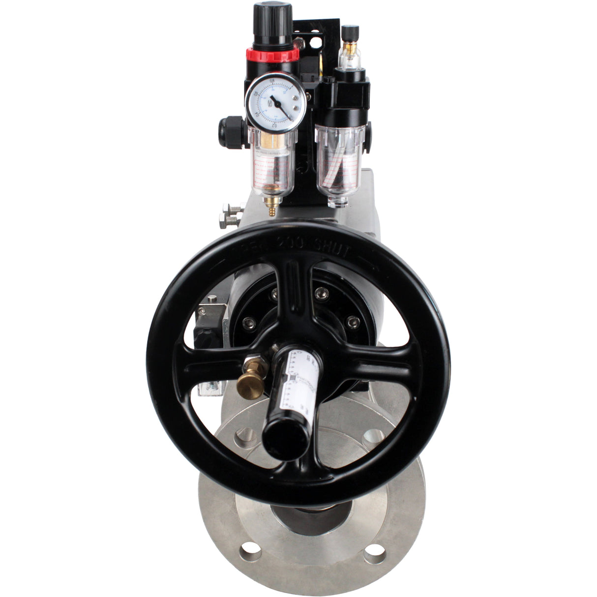 Ball valves Elephant BV3232P(2pc)-FP-F-ISO-H DN80-100 16 bar, full bore flanged, stainless steel SS316, seal - PTFE, with pneumatic actuator PA-DA-105-1 double acting, with pneumatic distributor 4M310-08 220V , with LSU APL-210N, with ATU AFC2000