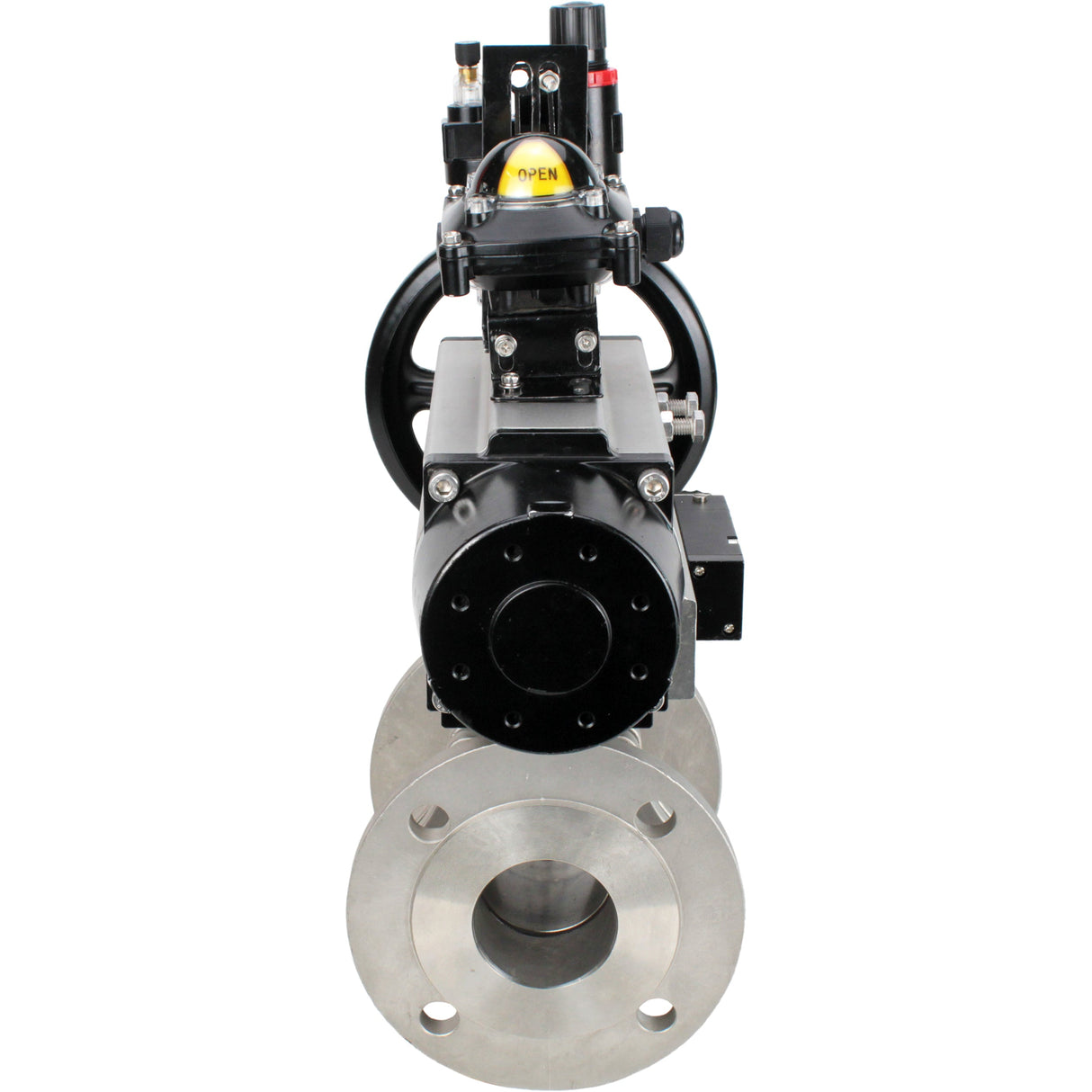 Ball valves Elephant BV3232P(2pc)-FP-F-ISO-H DN80-100 16 bar, full bore flanged, stainless steel SS316, seal - PTFE, with pneumatic actuator PA-DA-105-1 double acting, with pneumatic distributor 4M310-08 220V , with LSU APL-210N, with ATU AFC2000