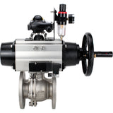 Ball valves Elephant BV3232P(2pc)-FP-F-ISO-H DN80-100 16 bar, full bore flanged, stainless steel SS316, seal - PTFE, with pneumatic actuator PA-DA-105-1 double acting, with pneumatic distributor 4M310-08 220V , with LSU APL-210N, with ATU AFC2000