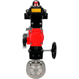 Stainless steel ball valve Elephant BVсFP.316.200 16 bar, full port, compact flanged, pneumatic actuator Elephant DA double acting, manual override HDM, pneumatic distributor 4M310-08 220 V, limit switch block APL-410N EX