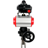 Stainless steel ball valve Elephant BVсFP.316.200 16 bar, full port, compact flanged, pneumatic actuator Elephant DA double acting, manual override HDM, pneumatic distributor 4M310-08 220 V, limit switch block APL-410N EX
