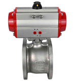 Robinet à boisseau sphérique en acier inoxydable Elephant BV3232P-FP-Fb PSI232, matériau du corps - acier inoxydable AISI 316, joint - PTFE, passage intégral, bride compacte, actionneur pneumatique Elephant DA à double effet
