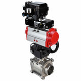 Robinet à boisseau sphérique en acier inoxydable Elephant kshpp-316200-da-yt1000rsn-hdm, matériau du corps - acier inoxydable AISI 316, matériau de la bille - acier inoxydable AISI 316, joint - PTFE, actionné par actionneur pneumatique