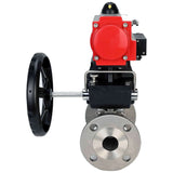 Robinet à boisseau sphérique en acier inoxydable Elephant ksfpt-316-180-da-4m310-110/220v-hdm, matériau du corps - acier inoxydable AISI 316, matériau de la bille - acier inoxydable AISI 316, joint - PTFE, actionné par actionneur pneumatique