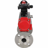 Robinet à boisseau sphérique en acier inoxydable Elephant ksfpt-304-180-sa-apl210n, matériau du corps - acier inoxydable AISI 304, matériau de la bille - acier inoxydable AISI 304, joint - PTFE, actionné par actionneur pneumatique