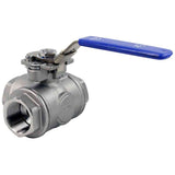 Vanne à boisseau sphérique 3 voies en acier inoxydable, port standard fileté de type L Elephant BV3232P (4 pièces)-SP-3WL-T-ISO-H PN63 avec support de montage ISO 5211 et poignée