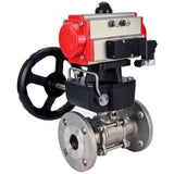 Robinet à boisseau sphérique en acier inoxydable Elephant ksfpt-316-180-da-4m310-110/220v-hdm, matériau du corps - acier inoxydable AISI 316, matériau de la bille - acier inoxydable AISI 316, joint - PTFE, actionné par actionneur pneumatique