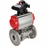 Robinet à boisseau sphérique en acier inoxydable Elephant ksfpt-304-180-sa-apl210n, matériau du corps - acier inoxydable AISI 304, matériau de la bille - acier inoxydable AISI 304, joint - PTFE, actionné par actionneur pneumatique