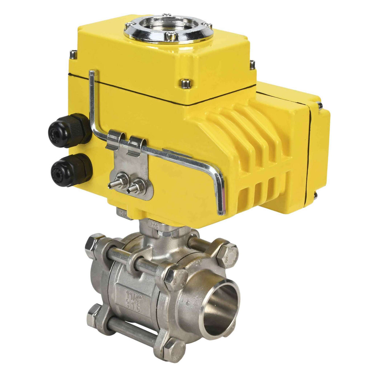 Robinet à boisseau sphérique en acier inoxydable Elephant kshpp-316200-elephant-380v, matériau du corps - acier inoxydable AISI 316, matériau de la bille - acier inoxydable AISI 316, joint - PTFE, commande par actionneur électrique
