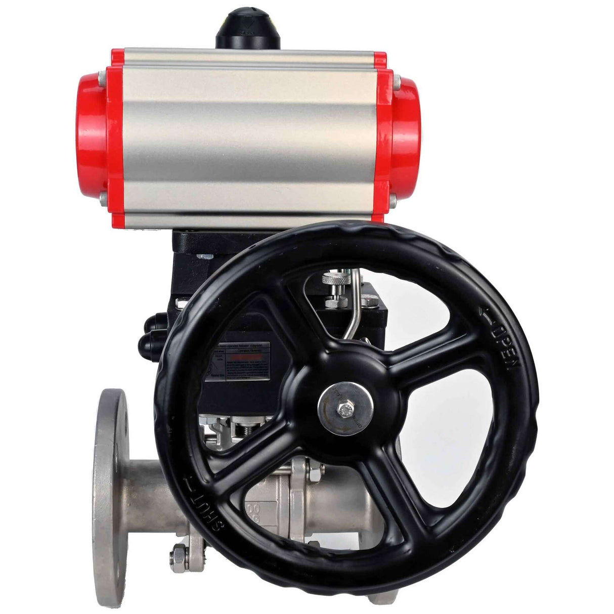 Robinet à boisseau sphérique en acier inoxydable Elephant ksfpt-316-180-da-4m310-110/220v-hdm, matériau du corps - acier inoxydable AISI 316, matériau de la bille - acier inoxydable AISI 316, joint - PTFE, actionné par actionneur pneumatique