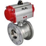 Robinet à boisseau sphérique en acier inoxydable Elephant BV3232P-FP-Fb PSI232, matériau du corps - acier inoxydable AISI 316, joint - PTFE, passage intégral, bride compacte, actionneur pneumatique Elephant DA à double effet