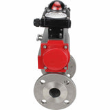 Robinet à boisseau sphérique en acier inoxydable Elephant ksfpt-304-180-sa-apl210n, matériau du corps - acier inoxydable AISI 304, matériau de la bille - acier inoxydable AISI 304, joint - PTFE, actionné par actionneur pneumatique