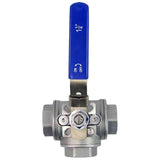 Vanne à boisseau sphérique 3 voies en acier inoxydable, port standard fileté de type L Elephant BV3232P (4 pièces)-SP-3WL-T-ISO-H PN63 avec support de montage ISO 5211 et poignée