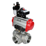 Robinet à boisseau sphérique en acier inoxydable Elephant 3h-l-rpss316200mm-iso-pnevpr-da-rasp-110/220v-bpv, matériau du corps - acier inoxydable AISI 316, matériau de la bille - acier inoxydable AISI 316, joint - PTFE, actionné par actionneur pneumatique