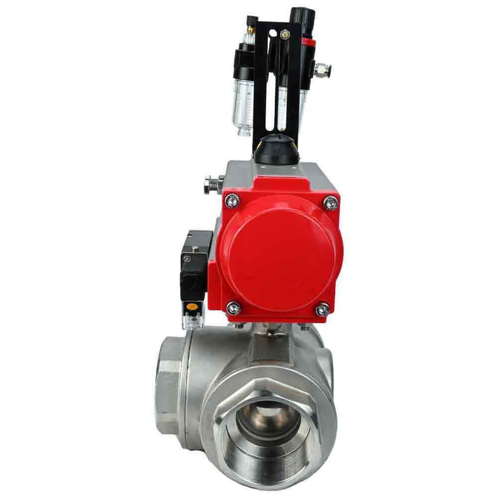 Robinet à boisseau sphérique en acier inoxydable Elephant 3h-l-rpss316200mm-iso-pnevpr-sa-rasp-24v-bpv, matériau du corps - acier inoxydable AISI 316, matériau de la bille - acier inoxydable AISI 316, joint - PTFE, actionné par actionneur pneumatique