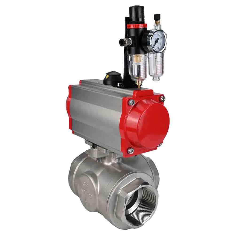 Robinet à boisseau sphérique en acier inoxydable Elephant 3h-l-rpss316200mm-iso-pnevpr-da-rasp-110/220v-bpv, matériau du corps - acier inoxydable AISI 316, matériau de la bille - acier inoxydable AISI 316, joint - PTFE, actionné par actionneur pneumatique