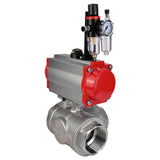 Robinet à boisseau sphérique en acier inoxydable Elephant 3h-l-rpss316200mm-iso-pnevpr-da-rasp-110/220v-bpv, matériau du corps - acier inoxydable AISI 316, matériau de la bille - acier inoxydable AISI 316, joint - PTFE, actionné par actionneur pneumatique