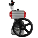 Stainless steel ball valve Elephant 3h-l-rpss316200mm-iso-pnevpr-da-rasp-110/220v-hdm-atu, body material - stainless steel AISI 316, ball material - stainless steel AISI 316, seal - PTFE, pneumatic actuator operated