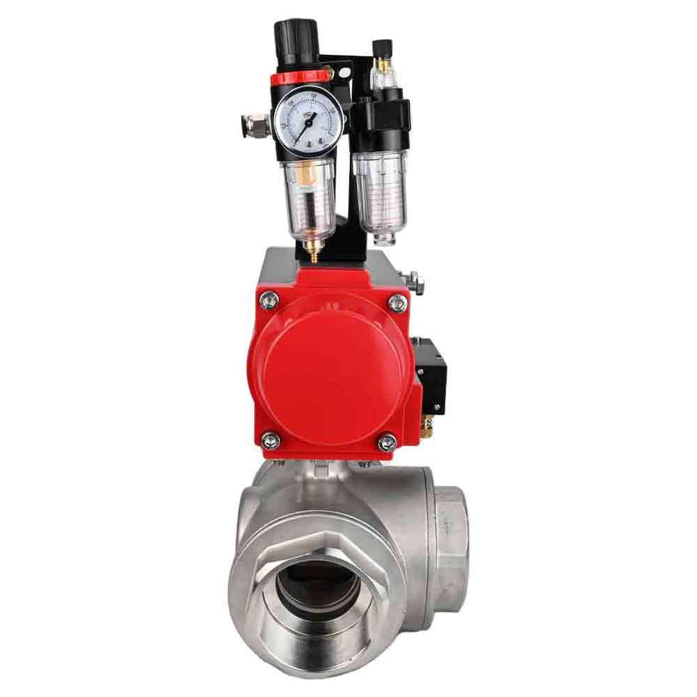 Robinet à boisseau sphérique en acier inoxydable Elephant 3h-l-rpss316200mm-iso-pnevpr-sa-rasp-24v-bpv, matériau du corps - acier inoxydable AISI 316, matériau de la bille - acier inoxydable AISI 316, joint - PTFE, actionné par actionneur pneumatique