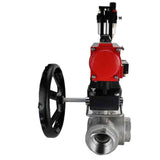Robinet à boisseau sphérique en acier inoxydable Elephant 3h-l-rpss316200mm-iso-pnevpr-da-rasp-24v-hdm-bpv, matériau du corps - acier inoxydable AISI 316, matériau de la bille - acier inoxydable AISI 316, joint - PTFE, actionné par actionneur pneumatique