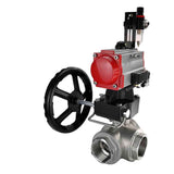 Robinet à boisseau sphérique en acier inoxydable Elephant 3h-l-rpss316200mm-iso-pnevpr-da-rasp-24v-hdm-bpv, matériau du corps - acier inoxydable AISI 316, matériau de la bille - acier inoxydable AISI 316, joint - PTFE, actionné par actionneur pneumatique