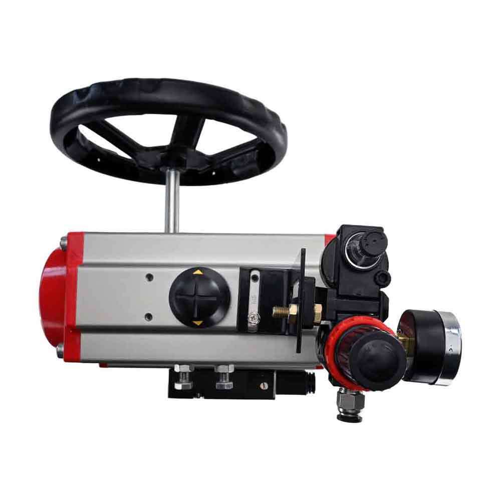 Stainless steel ball valve Elephant 3h-l-rpss316200mm-iso-pnevpr-da-rasp-110/220v-hdm-atu, body material - stainless steel AISI 316, ball material - stainless steel AISI 316, seal - PTFE, pneumatic actuator operated