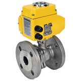Robinet à boisseau sphérique en acier inoxydable Elephant BV3232P-FP-F, matériau du corps - acier inoxydable AISI 316, joint - PTFE, passage intégral, à bride, actionneur électrique Elephant 220 V