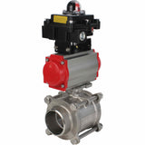 Robinet à boisseau sphérique en acier inoxydable Elephant BVPP 316.200-ISO PSI914 SS316 passage intégral, à souder, matériau du corps - acier inoxydable, actionneur pneumatique Elephant SA, bloc d'interrupteur de fin de course APL-410N EX