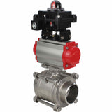 Robinet à boisseau sphérique en acier inoxydable Elephant BVPP 316.200-ISO PSI914 SS316 passage intégral, à souder, matériau du corps - acier inoxydable, actionneur pneumatique Elephant SA, bloc d'interrupteur de fin de course APL-410N EX