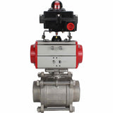 Robinet à boisseau sphérique en acier inoxydable Elephant BVPP 316.200-ISO PSI914 SS316 passage intégral, à souder, matériau du corps - acier inoxydable, actionneur pneumatique Elephant SA, bloc d'interrupteur de fin de course APL-410N EX