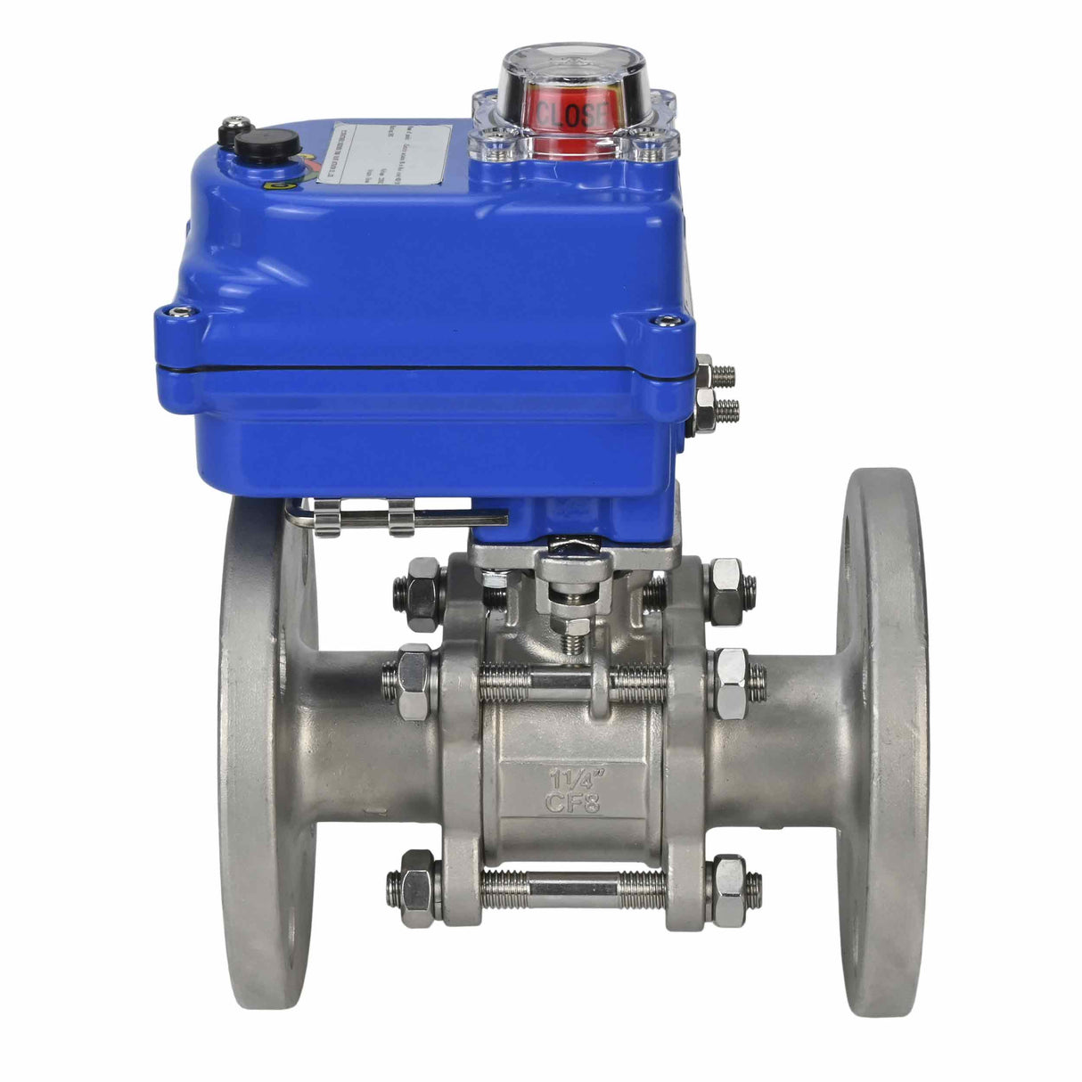Robinet à boisseau sphérique en acier inoxydable Elephant ksfpt-304-180-12v, matériau du corps - acier inoxydable AISI 304, matériau de la bille - acier inoxydable AISI 304, joint - PTFE, commande par actionneur électrique