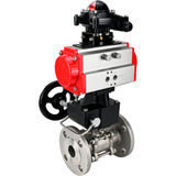 Robinet à boisseau sphérique en acier inoxydable Elephant ksfpt-316-180-da-apl210n-hdm, matériau du corps - acier inoxydable AISI 316, matériau de la bille - acier inoxydable AISI 316, joint - PTFE, actionné par actionneur pneumatique