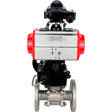Robinet à boisseau sphérique en acier inoxydable Elephant ksfpt-316-180-da-apl210n-hdm, matériau du corps - acier inoxydable AISI 316, matériau de la bille - acier inoxydable AISI 316, joint - PTFE, actionné par actionneur pneumatique